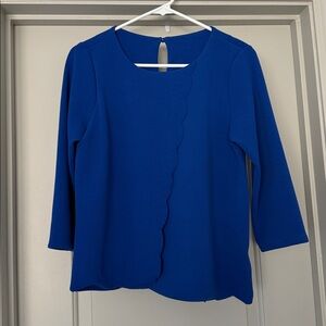 Vibrant Blue Scalloped Women's Blouse